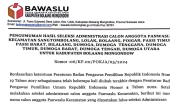 Berikut Hasil Seleksi Administrasi Calon Panwaslu Kecamatan, Peserta Wajib Ikut CAT.